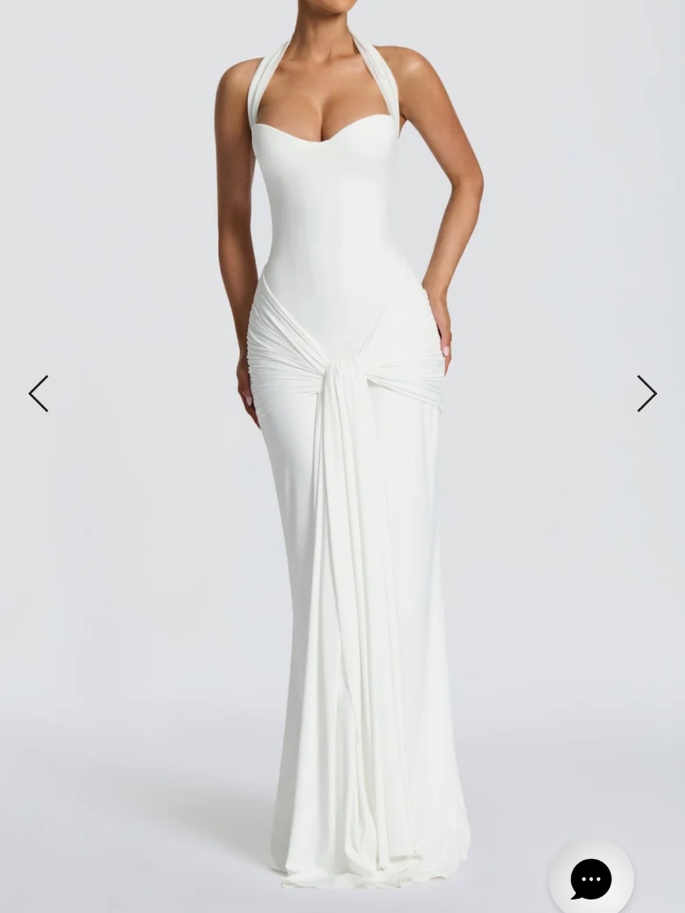 GIA MAXI DRESS - IVORY - Strapless White Halter Maxi Dress with Front Drape